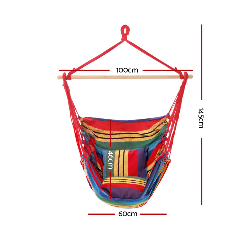 Gardeon Hammock Swing Chair with Cushion - Multi-colour