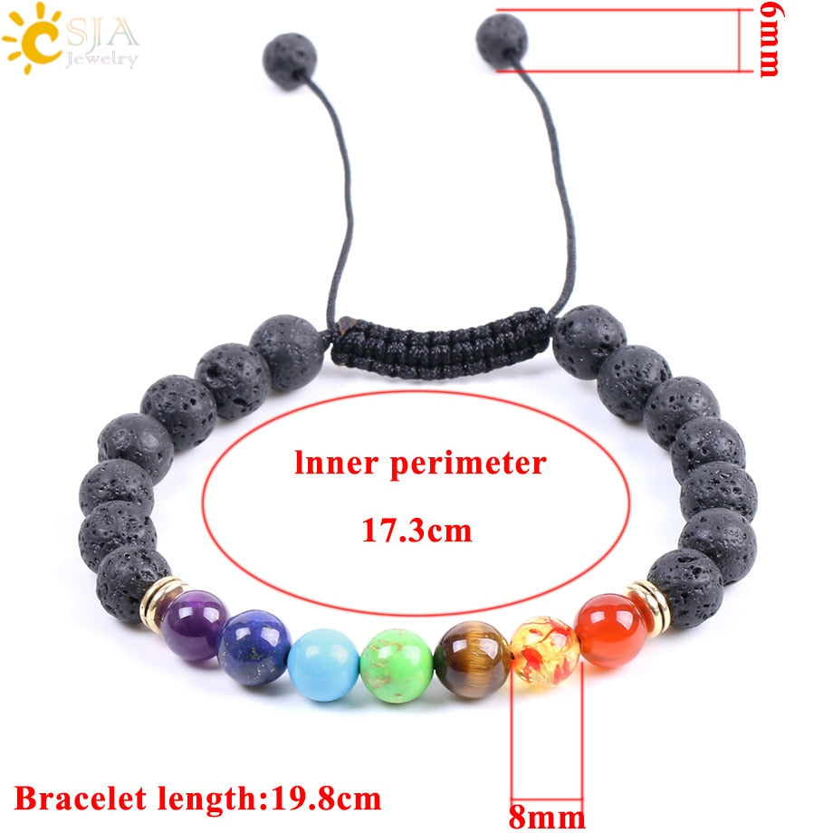 8mm Natural Lava Gem Stone Beads Black String Braided Bracelets for Women and Men