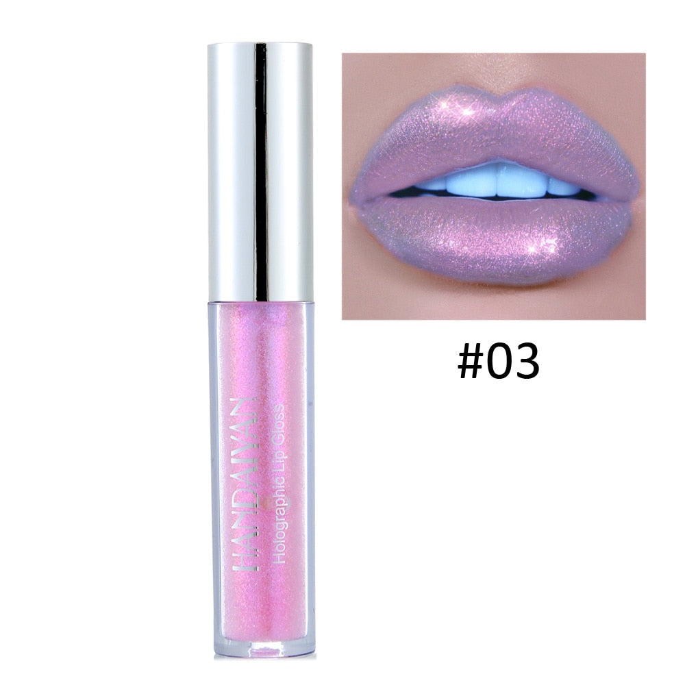 Mermaid Shimmer Waterproof Liquid Lipstick with Crystal Glow and Holographic Effect - Long-Lasting Shiny Lip Gloss with Pigmented Tint