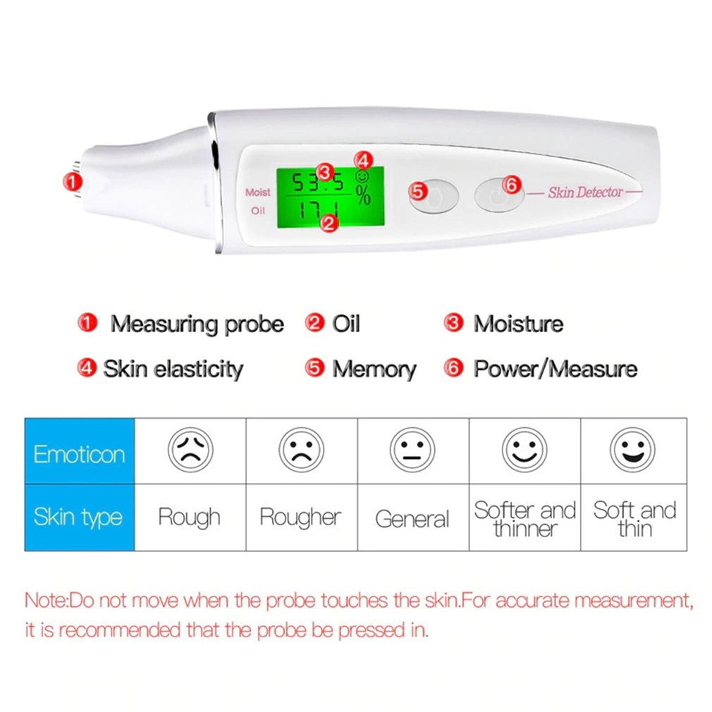 3-in-1 Skin Moisture Detector Skin Oil Content Analyzer LCD Digital Facial Skin Moisture Meter Skin Care Tester