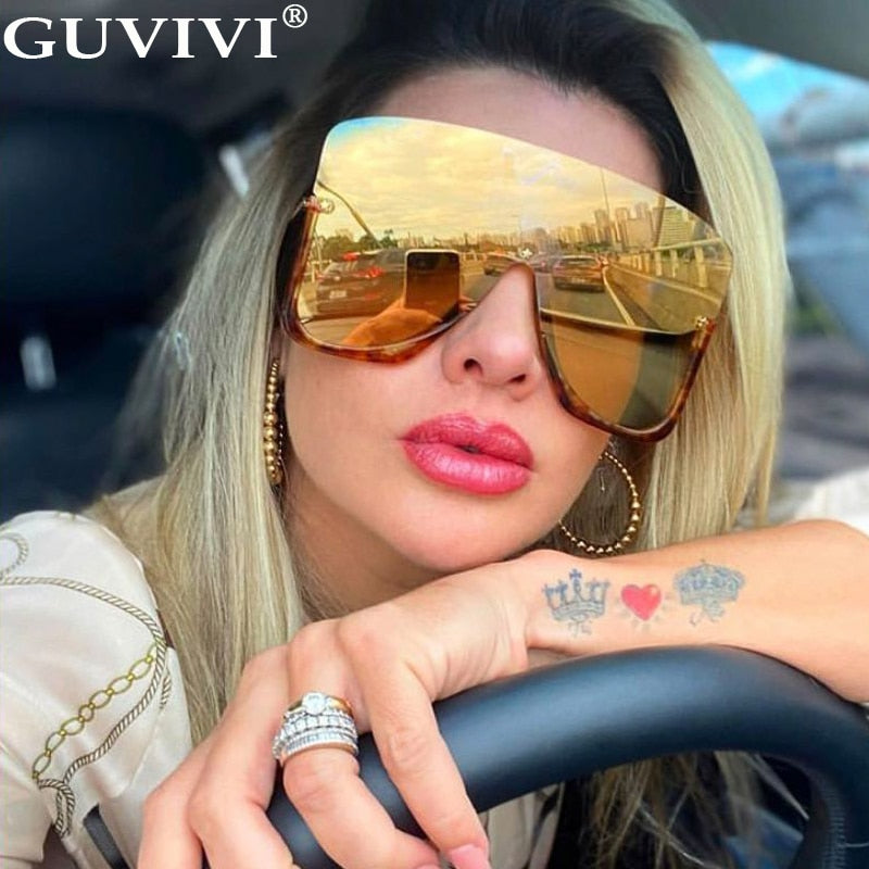 Oversized Sunglasses Women 2021 One Piece Goggle Sunglasses Men Luxury Brand Designer Gradient Mask Sunglasses Eyewear Fashion