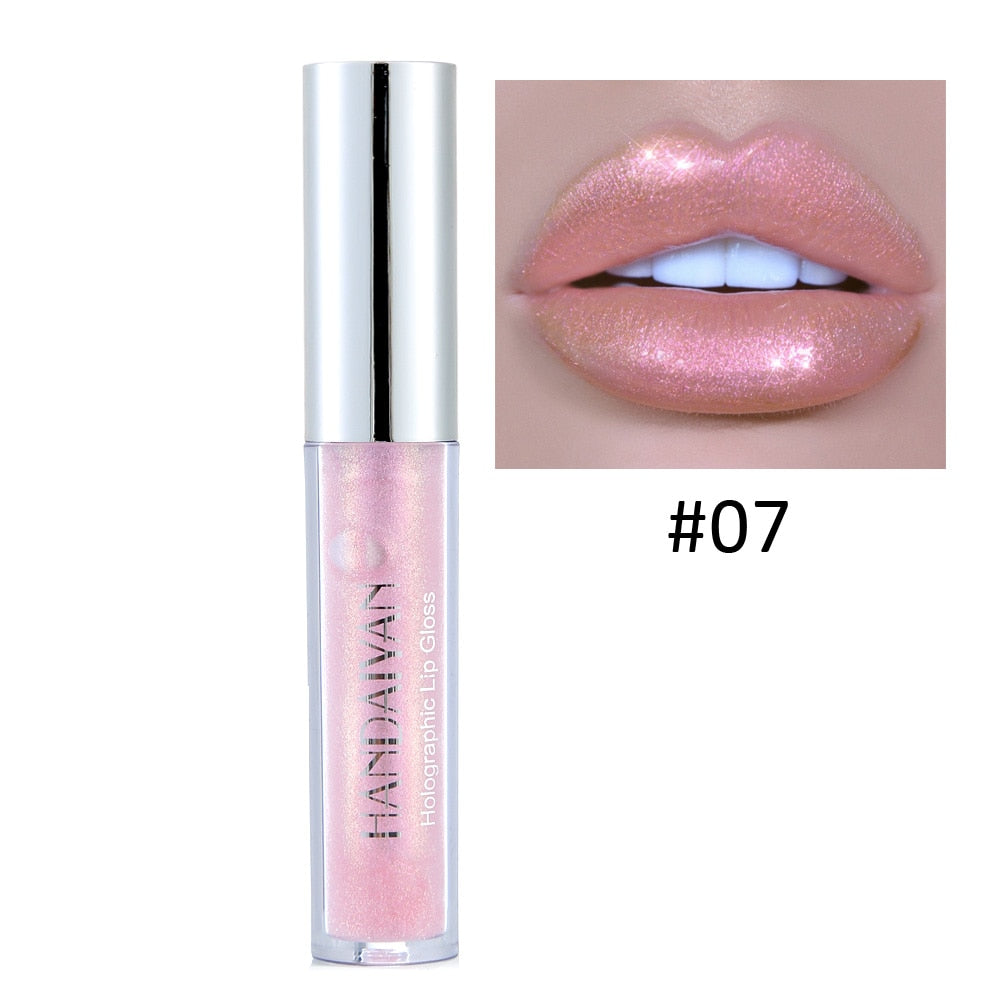 Mermaid Shimmer Waterproof Liquid Lipstick with Crystal Glow and Holographic Effect - Long-Lasting Shiny Lip Gloss with Pigmented Tint