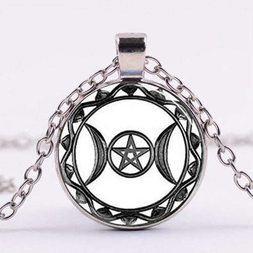 Triple Moon Goddess Wicca Pendant Necklace