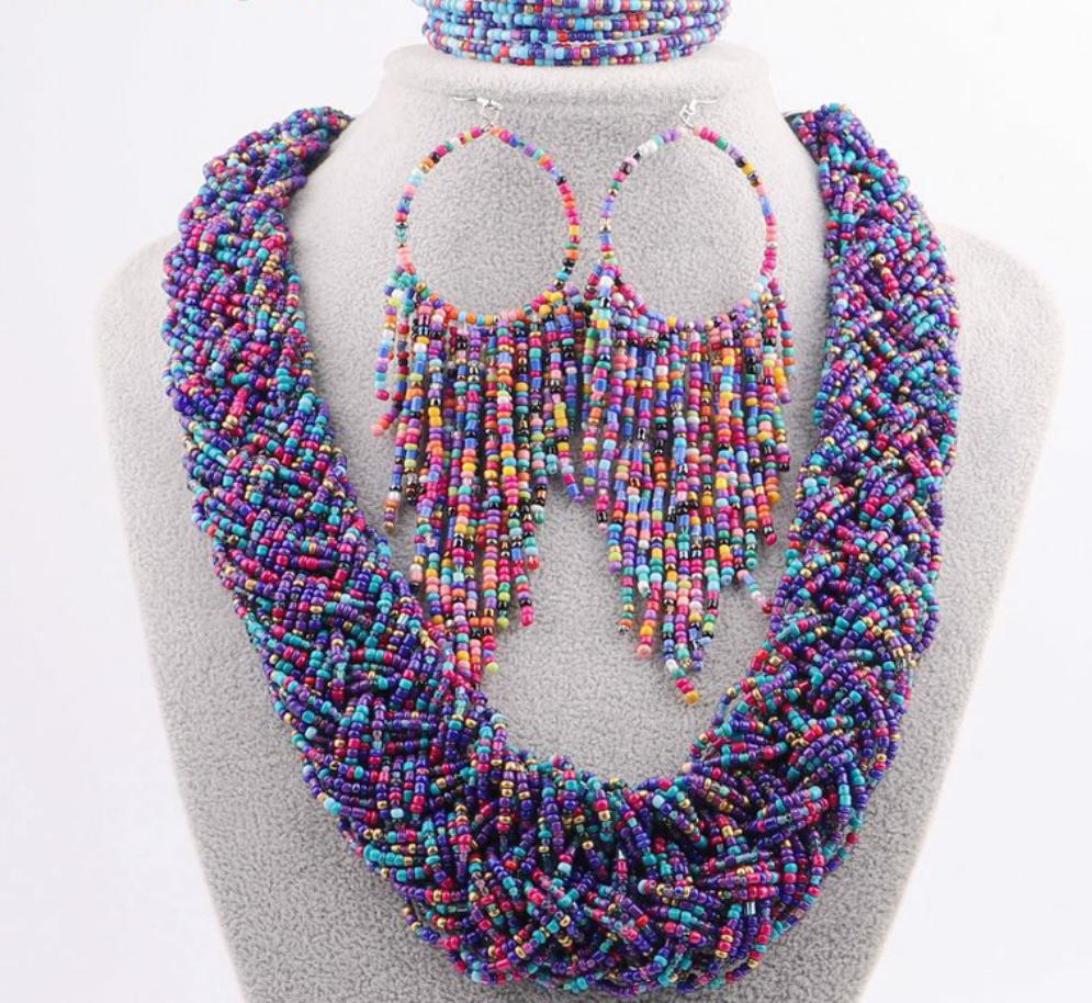 Bohemia Beaded Handmade Choker Necklace Set