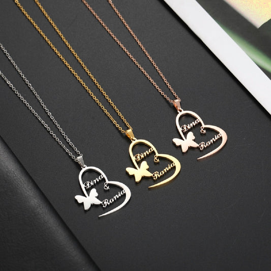 Personalized Heart Butterfly Cross Unicorn Necklace: Custom Name Stainless Steel Necklace for Women - Unique and Thoughtful Custom Jewelry Gift