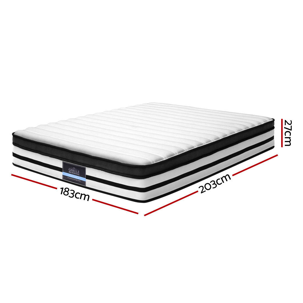 KING Mattress Size Bed Euro Top 5 Zone Pocket Spring Plush Foam 27CM