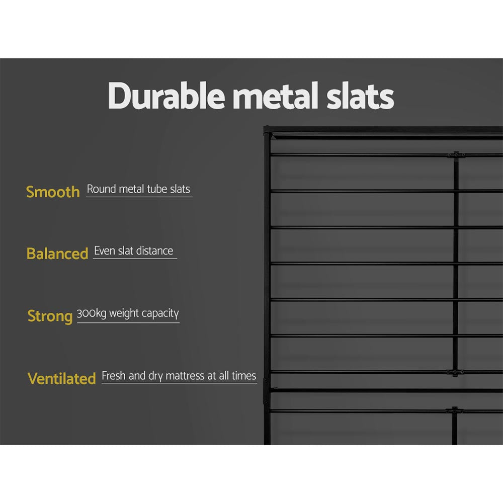 "Premium Queen Size Metal Bed Frame: Sturdy Platform Foundation for Mattress - Sleek Black Design"