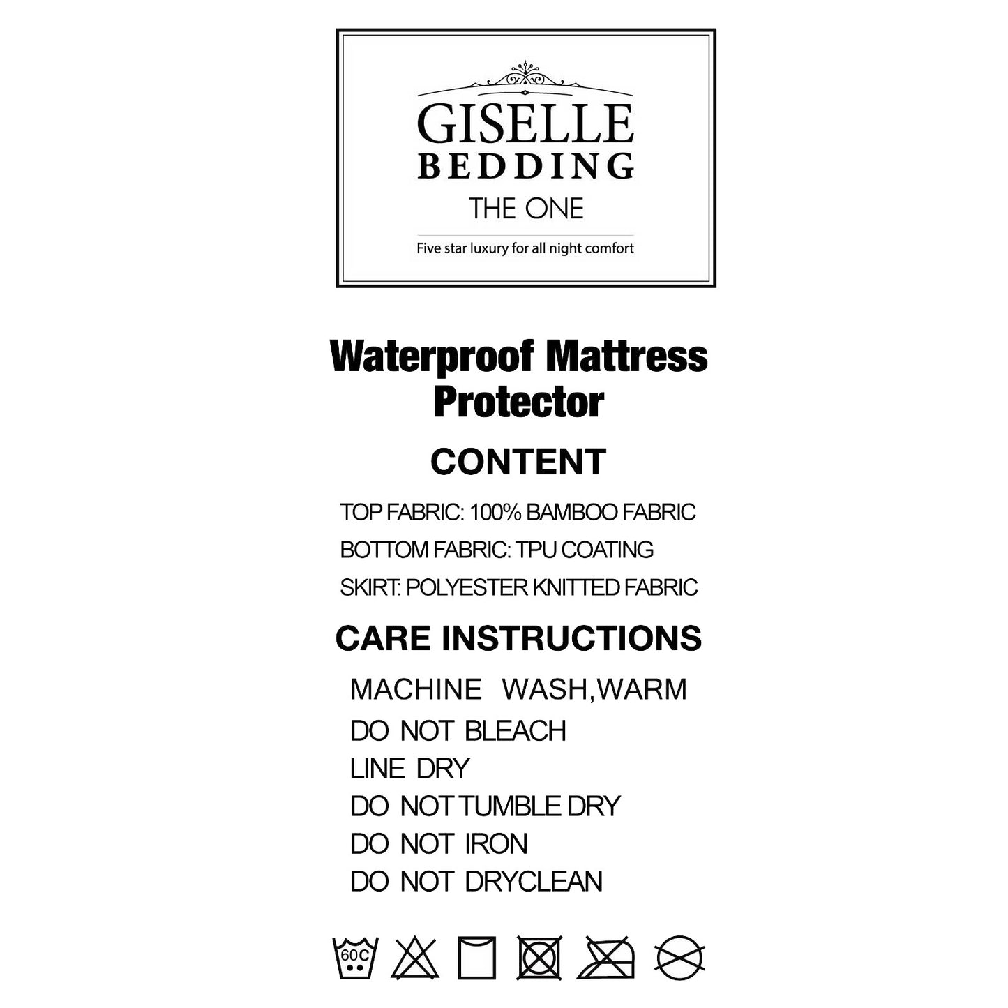 Giselle Bedding Single Size Waterproof Bamboo Mattress Protector