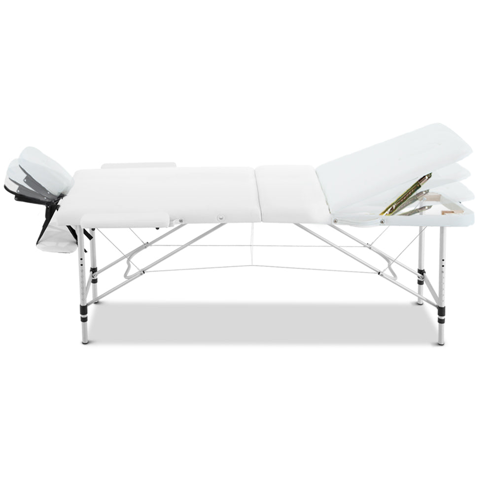 Zenses 3 Fold Portable Aluminium Massage Table - White