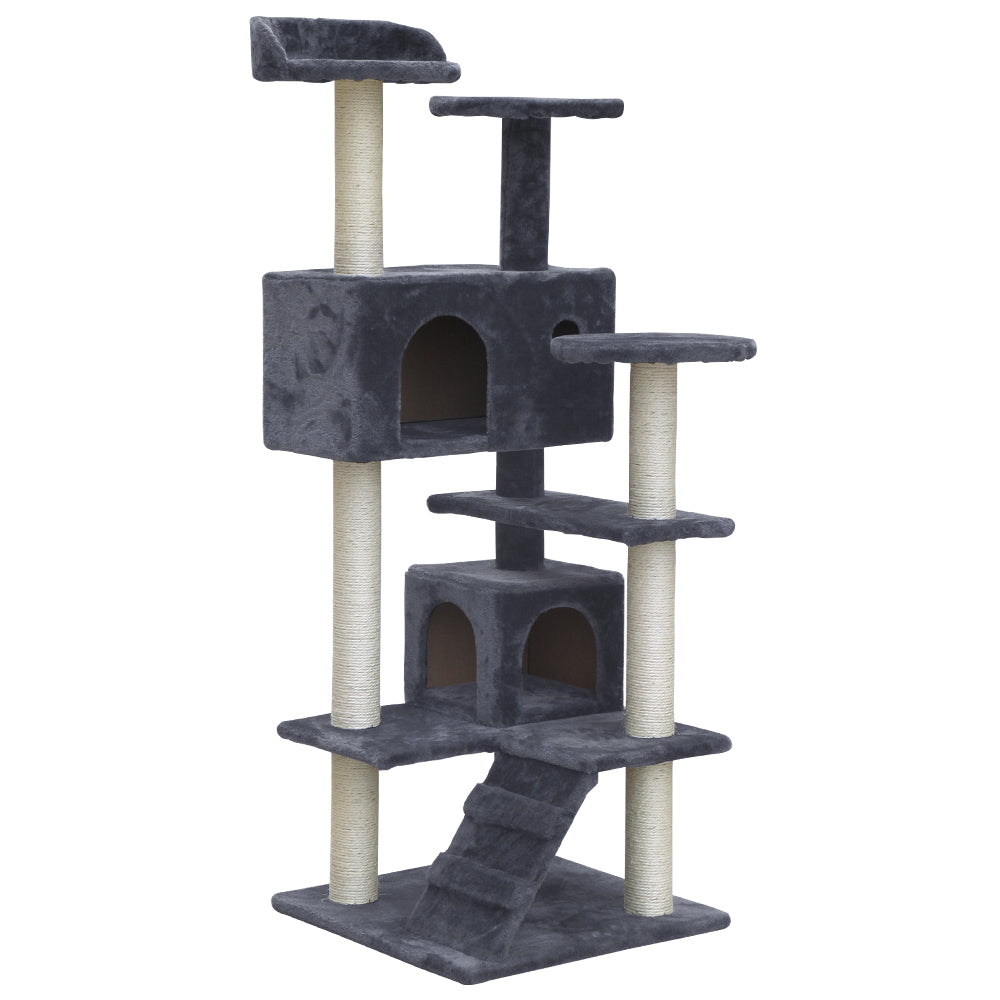 i.Pet Cat Tree 134cm Trees Scratching Post Scratcher Tower Condo House Furniture Wood Grey