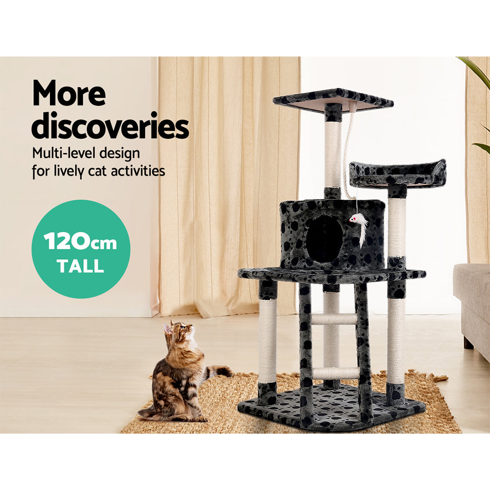 i.Pet Cat Tree 120cm Trees Scratching Post Scratcher Tower Condo House Furniture Wood 120cm