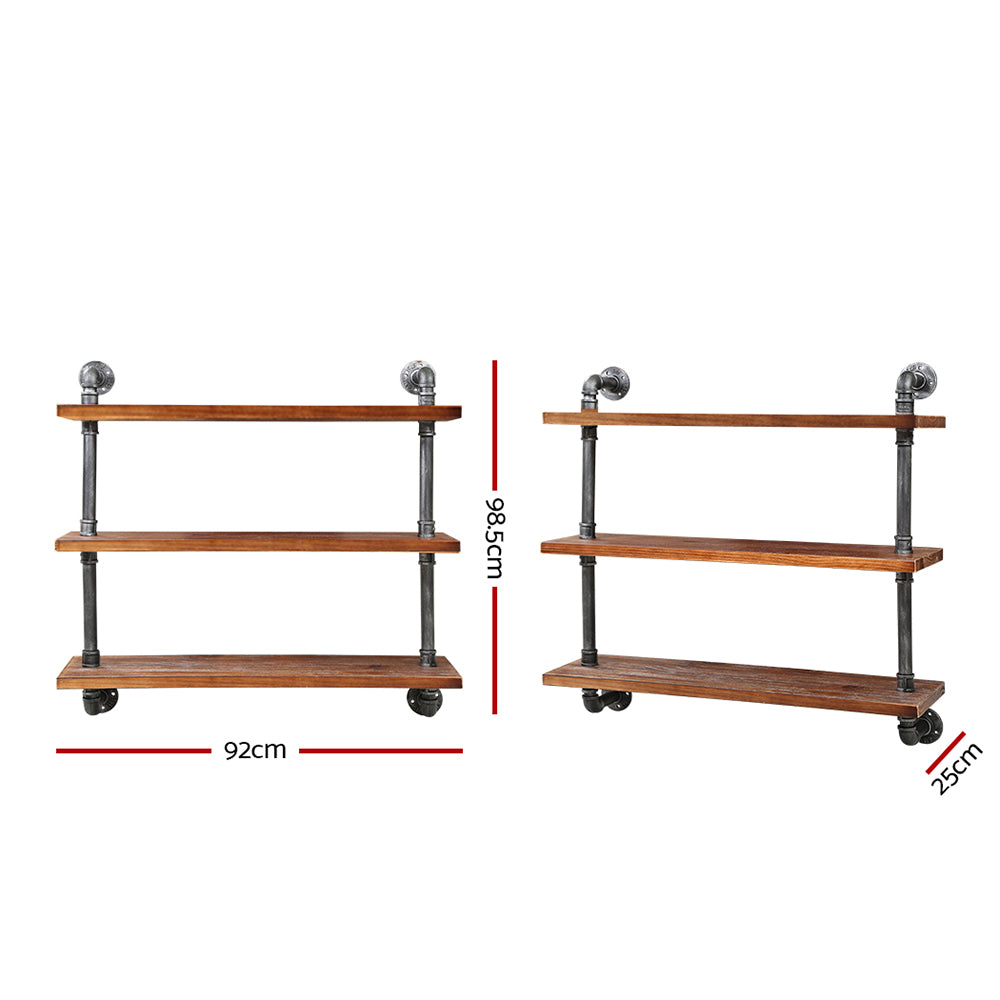 Artiss Display Wall Shelves Industrial DIY Pipe Shelf Brackets Rustic Bookshelf