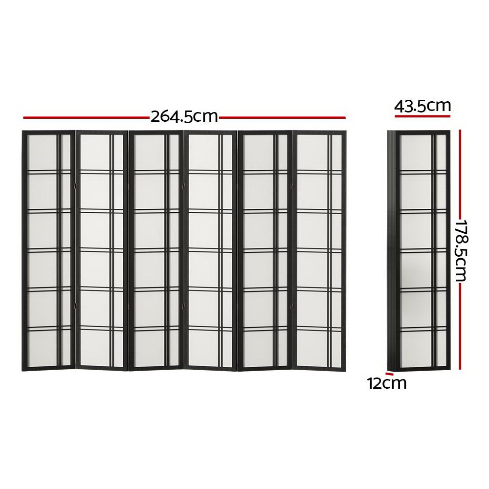 Artiss Room Divider Screen Privacy Wood Dividers Stand 6 Panel Nova Black