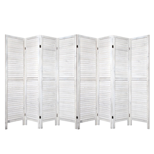 Artiss Room Divider Screen 8 Panel Privacy Wood Dividers Stand Bed Timber White