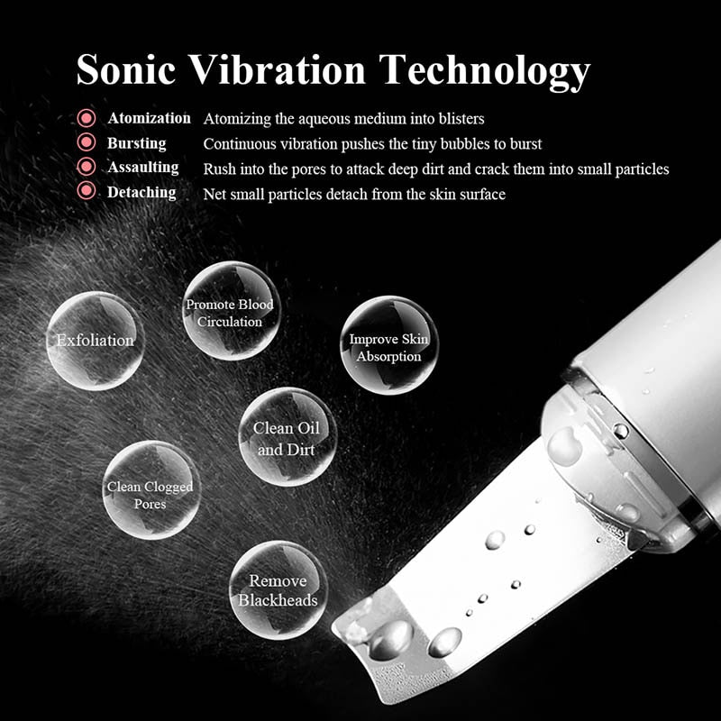 Ultrasonic Skin Scrubber with Vibration for Face, Blackhead Removal, Shovel Cleaning, Cavitation Peeling, Facial Lifting, and Skin Care