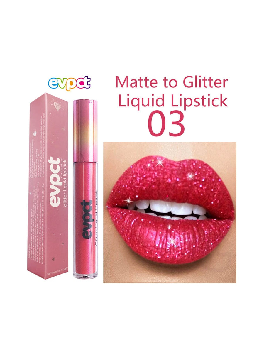 Matte Glitter Liquid Lipstick - 18 Colors of Waterproof Diamond Shimmer and Pearl Lip Gloss for a Sexy Makeover