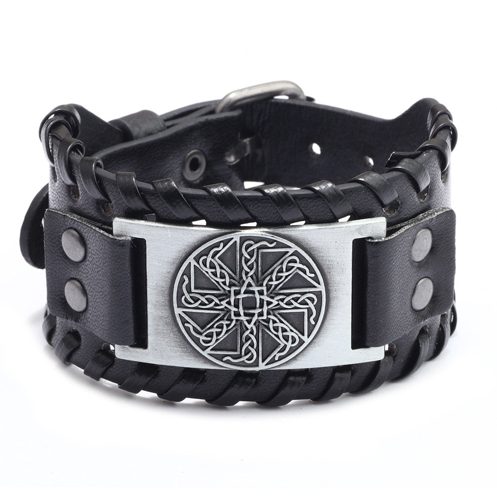 Trendy Viking Weave Leather Bracelet - Stylish Woven Jewelry Accessory for Fashionable Parties and Gifts