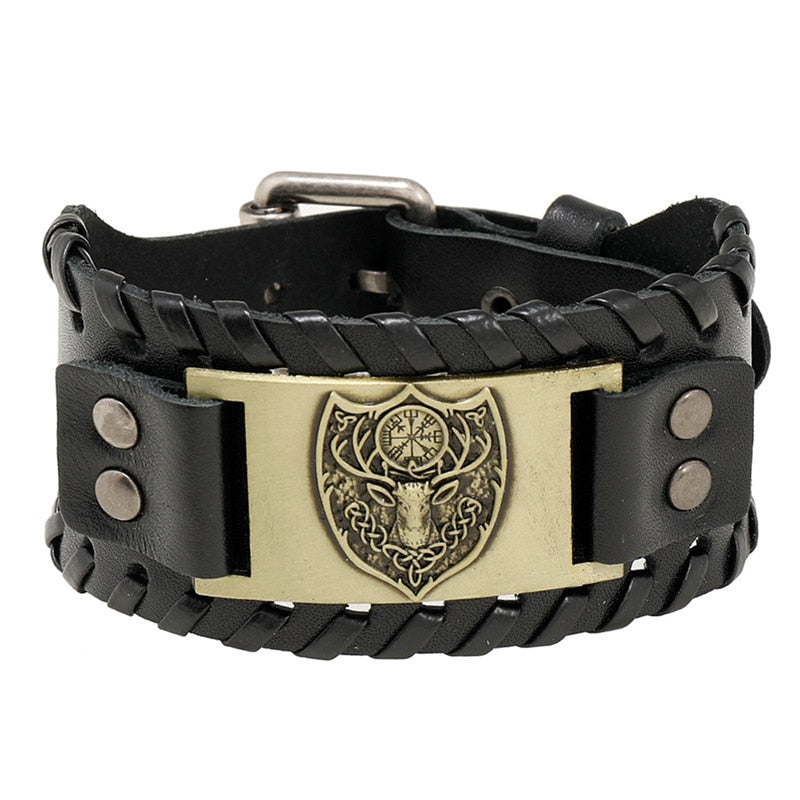 Trendy Viking Weave Leather Bracelet - Stylish Woven Jewelry Accessory for Fashionable Parties and Gifts