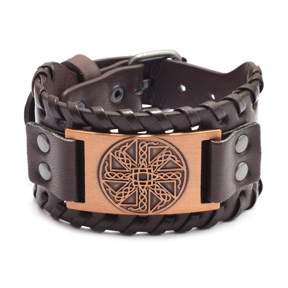 Trendy Viking Weave Leather Bracelet - Stylish Woven Jewelry Accessory for Fashionable Parties and Gifts