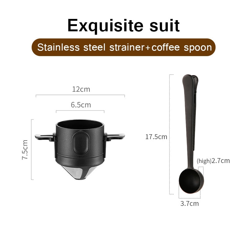 Portable Stainless Steel Coffee Drip Filter for Home Office Travel