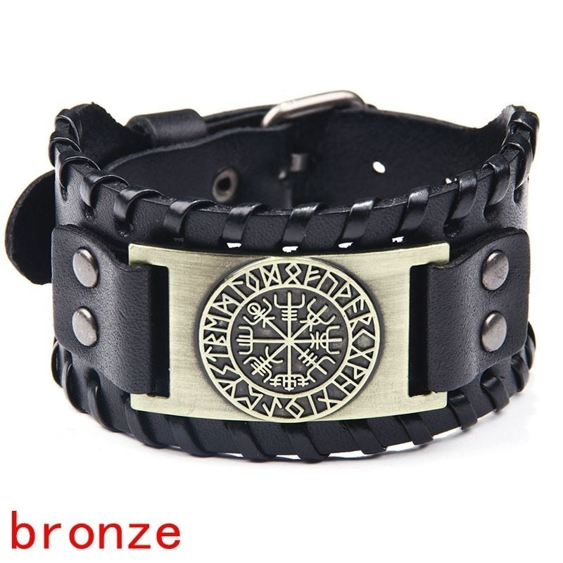 Trendy Viking Weave Leather Bracelet - Stylish Woven Jewelry Accessory for Fashionable Parties and Gifts