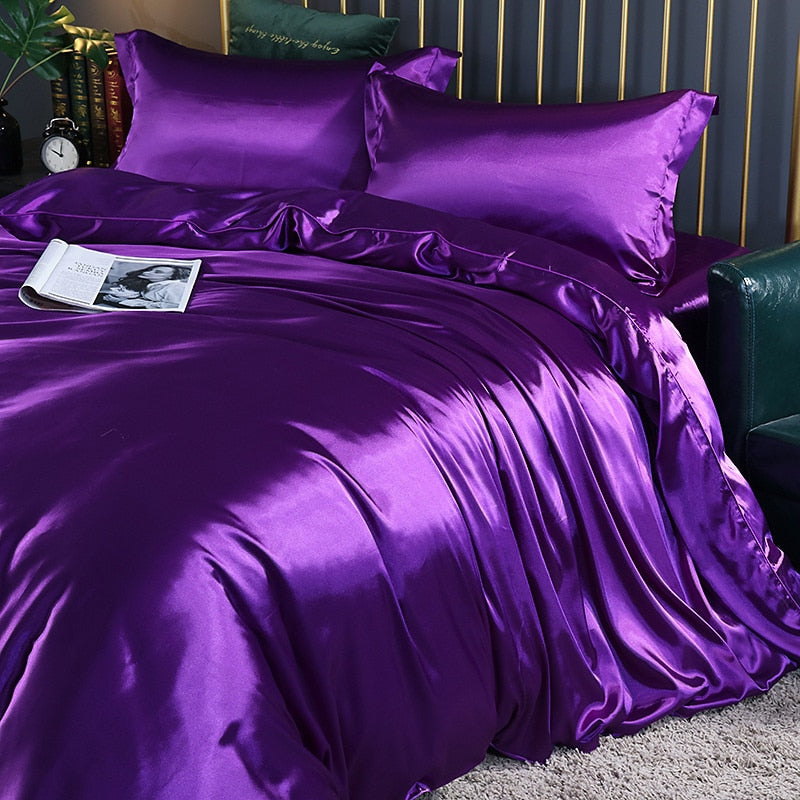 Luxury High-end Mulberry Silk-blending Fabric Fitted Bed Sheet Set