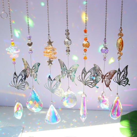 1 pc Crystal Windchimes Sun Catcher - Silver Butterfly Pendant for Magical Rainbow Displays