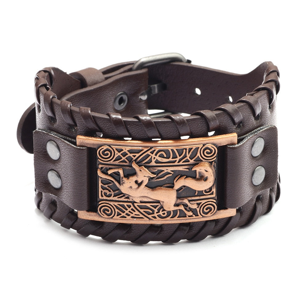 Trendy Viking Weave Leather Bracelet - Stylish Woven Jewelry Accessory for Fashionable Parties and Gifts