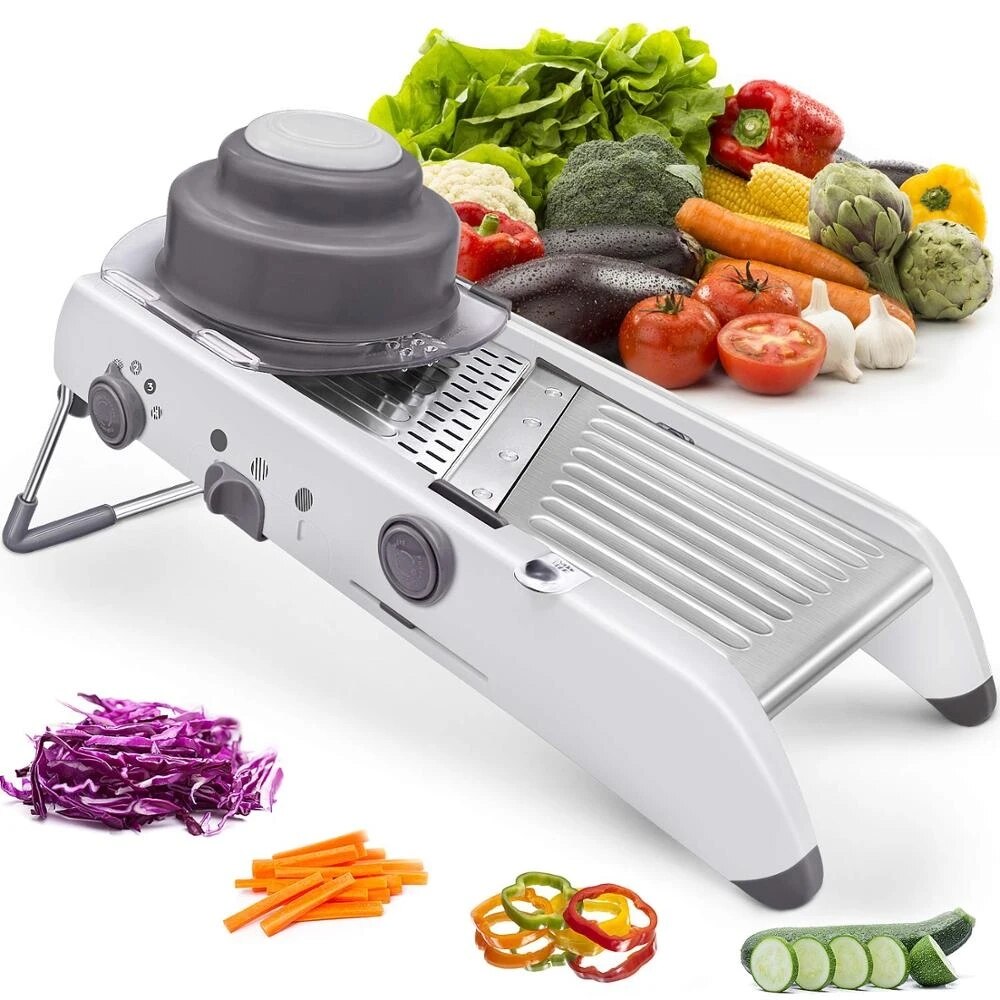 Adjustable Mandoline Slicer - 18 Types - Stainless Steel Vegetable Julienner, Grater, and Food Cutter - Adjustable Thickness Slicer Dicer