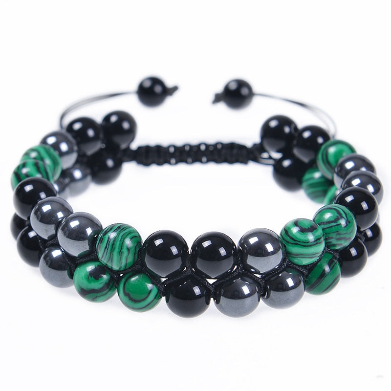 Triple Protection Bracelet 8mm Beads Bracelet Tigers Eye Black Obsidian Hematite Bracelet for Men Women Healing Crystal Bangle