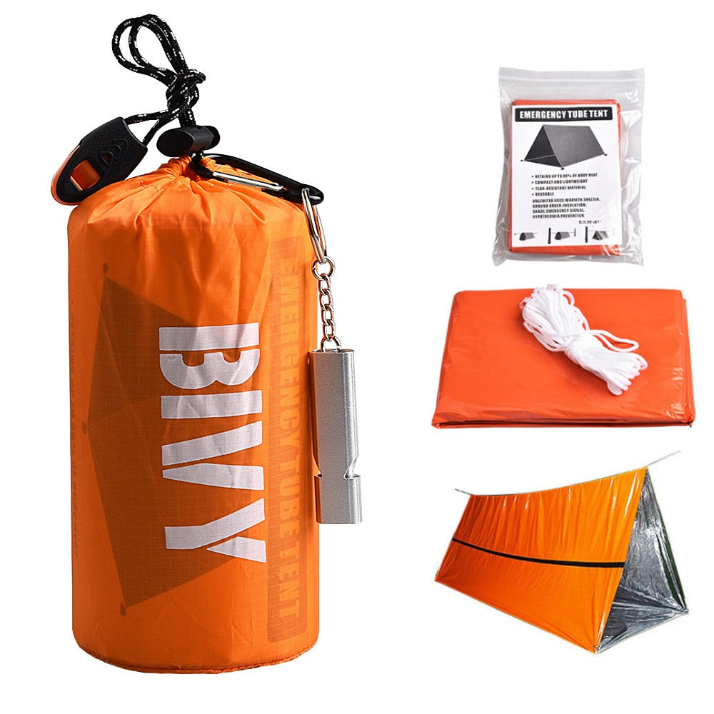 Emergency Shelter Survival Tent Kit Thermal Blanket SOS Sleeping Bag Waterproof for 2 person