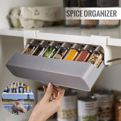 SpiceMate Self-Adhesive Wall-Mounted Kitchen Spice Rack - Innovative Under-Shelf Seasoning Bottle Storage Solution