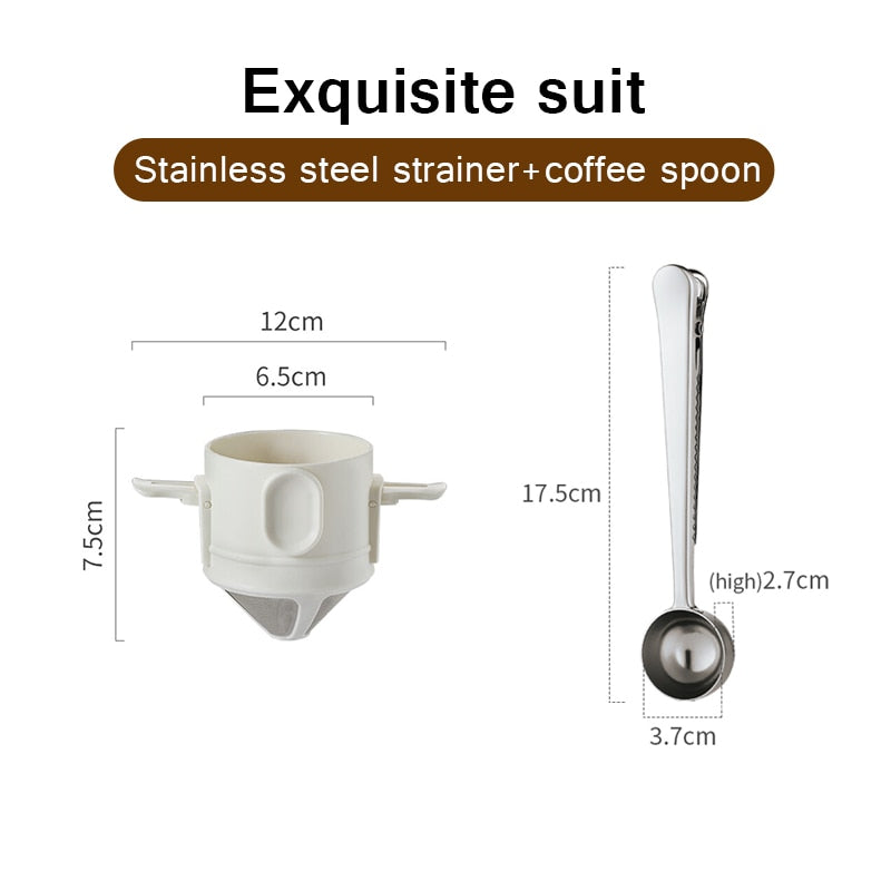 Portable Stainless Steel Coffee Drip Filter for Home Office Travel