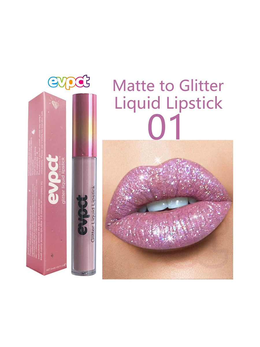 Matte Glitter Liquid Lipstick - 18 Colors of Waterproof Diamond Shimmer and Pearl Lip Gloss for a Sexy Makeover