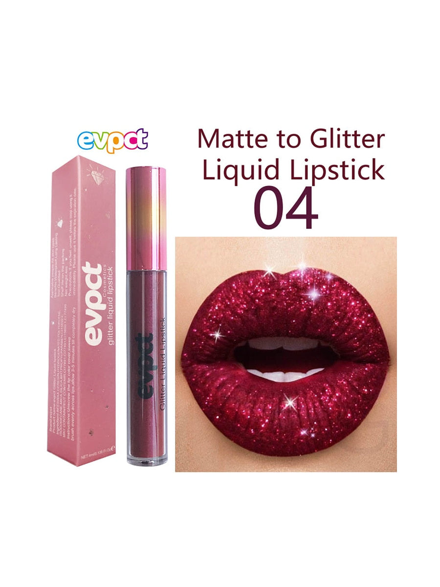 Matte Glitter Liquid Lipstick - 18 Colors of Waterproof Diamond Shimmer and Pearl Lip Gloss for a Sexy Makeover