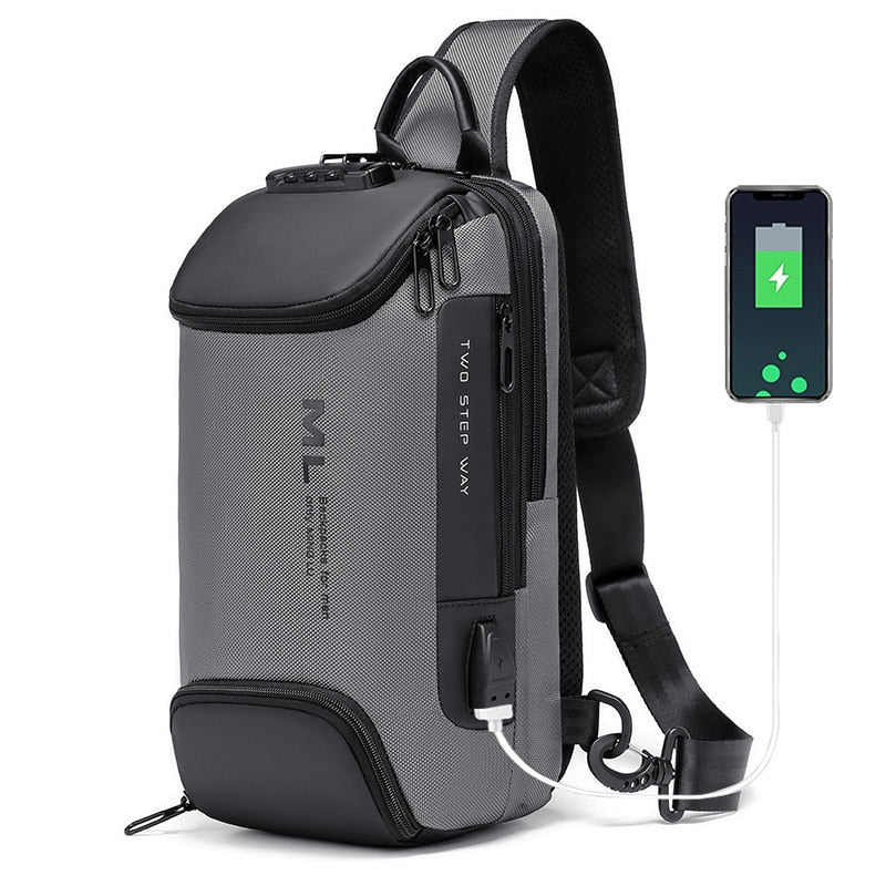 Anti-Theft Shoulder Bag with Lock, USB Port, and Crossbody Sling Design - Ideal for Travel, Casual Use, and Male Messenger Style