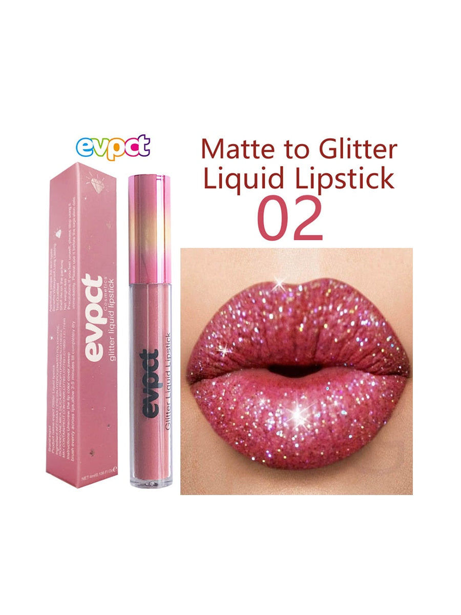 Matte Glitter Liquid Lipstick - 18 Colors of Waterproof Diamond Shimmer and Pearl Lip Gloss for a Sexy Makeover