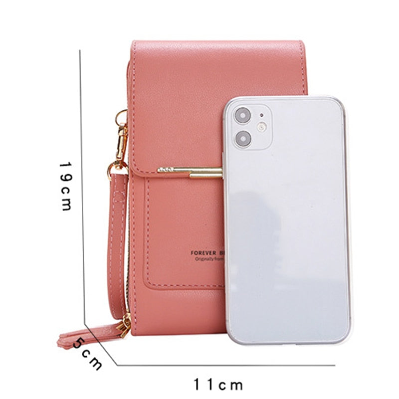 Crossbody Soft Leather Touch Screen Iphone & Mobile Wallet Purse