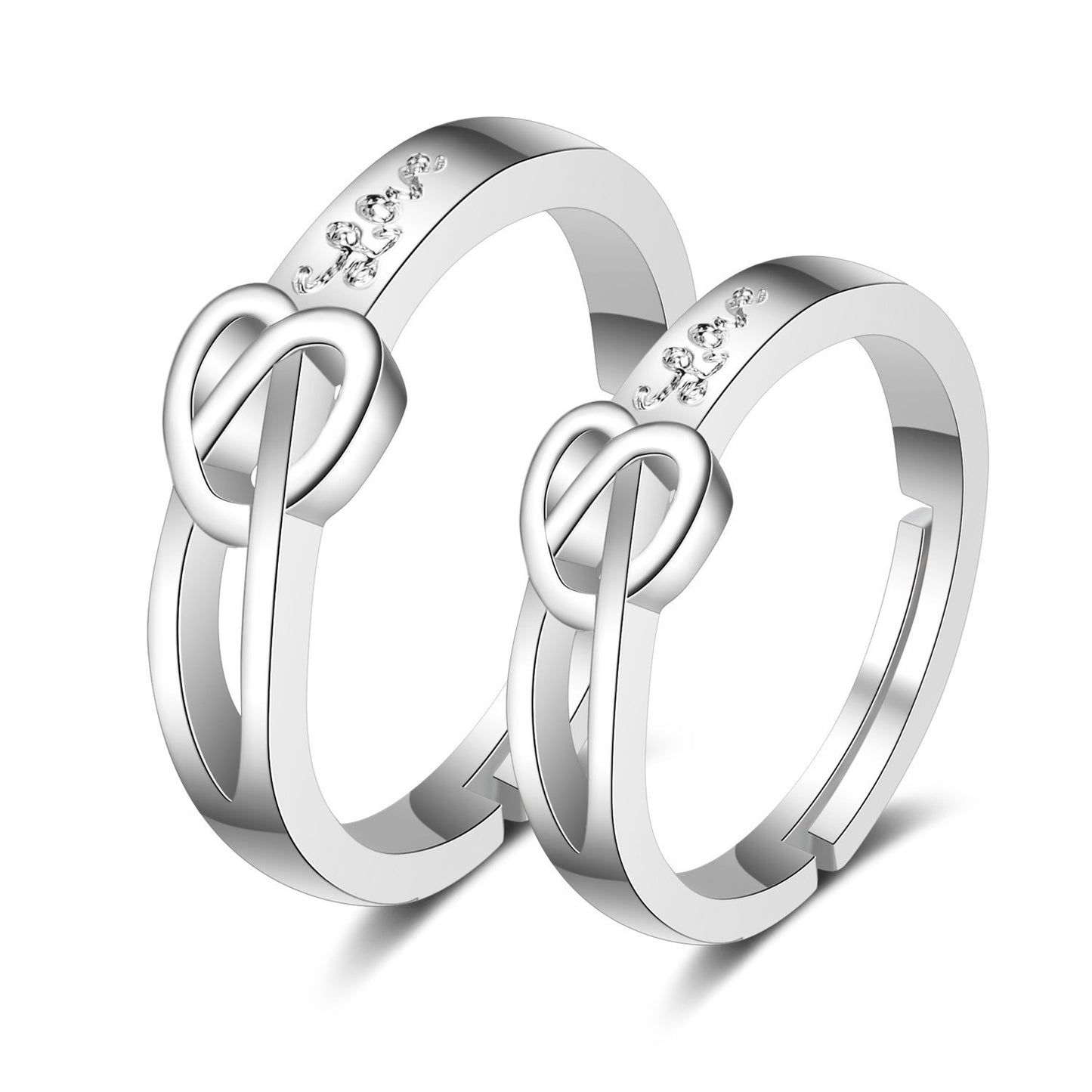 Forever Love Promise Rings Set for Couples - Punk Style Heartbeat ECG Design in Black and White - Ideal Wedding or Valentine's Day Gift for Men and Women