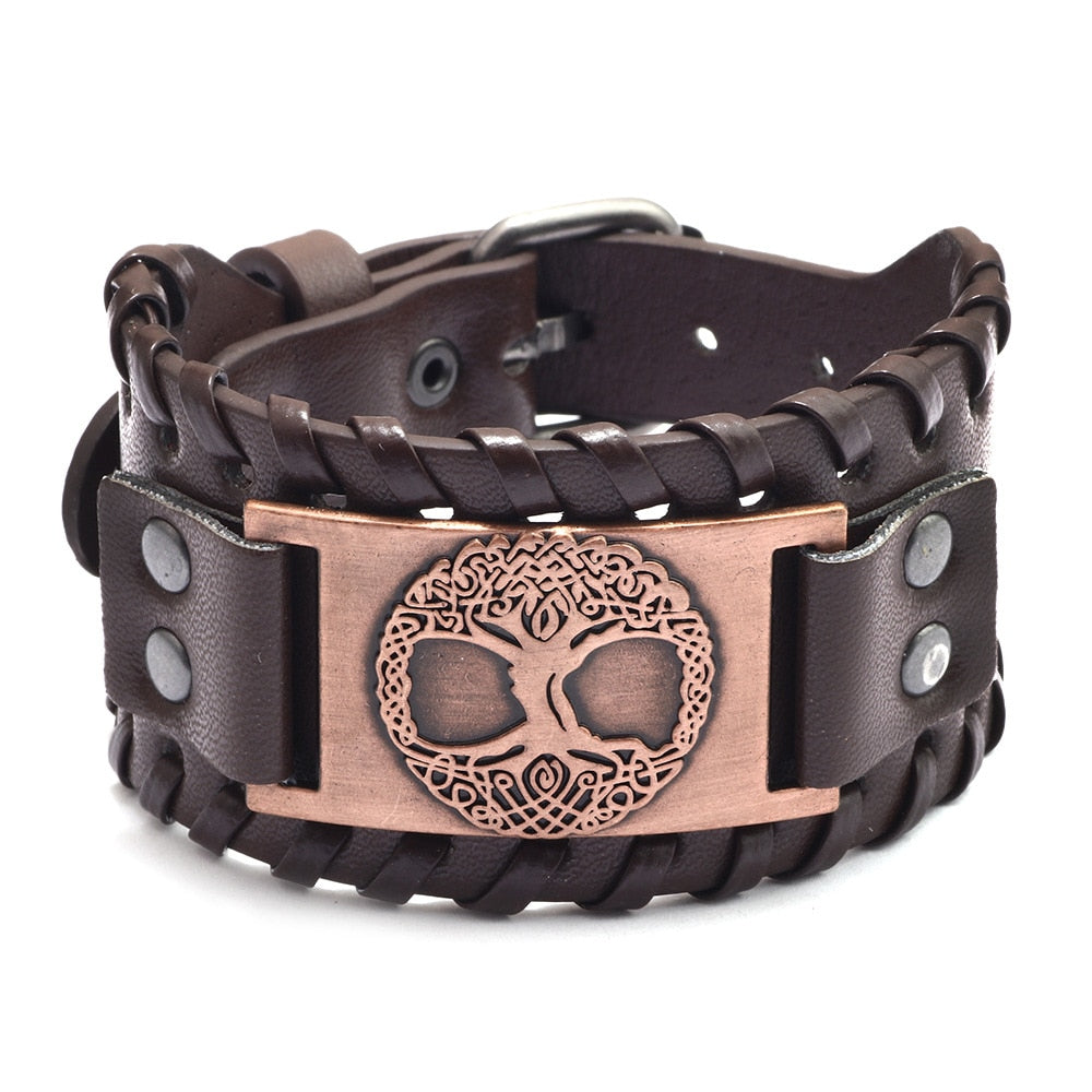 Trendy Viking Weave Leather Bracelet - Stylish Woven Jewelry Accessory for Fashionable Parties and Gifts