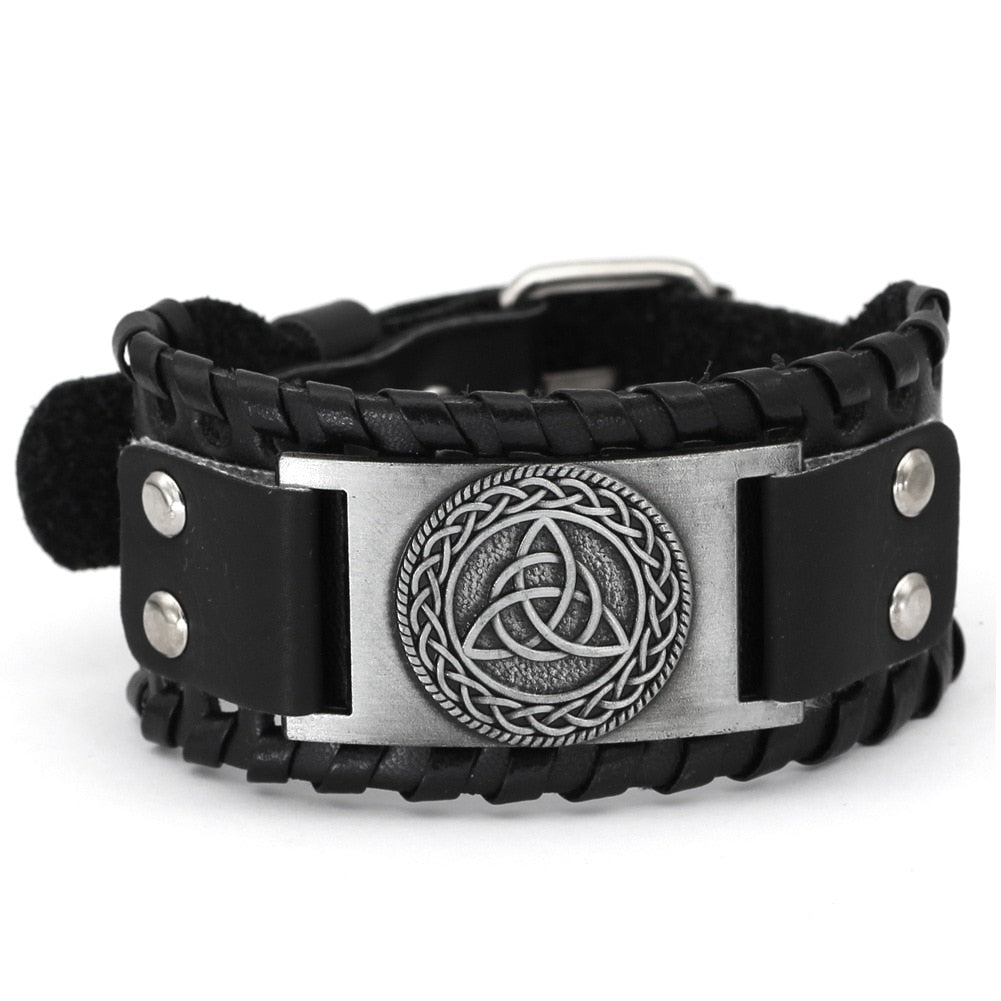 Trendy Viking Weave Leather Bracelet - Stylish Woven Jewelry Accessory for Fashionable Parties and Gifts