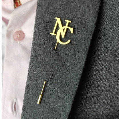 Refined Lapel Pins - Personalized Men's Brooch - Classic Letter Design - Vintage Style - Silver and Rose Gold - Premium Stainless Steel - Elegant Wedding Jewelry