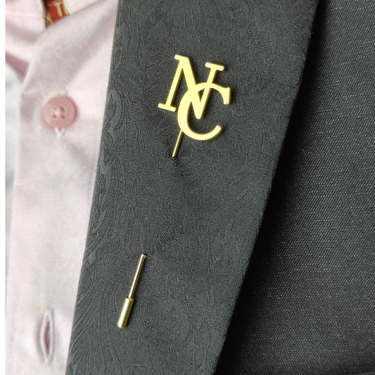 Refined Lapel Pins - Personalized Men's Brooch - Classic Letter Design - Vintage Style - Silver and Rose Gold - Premium Stainless Steel - Elegant Wedding Jewelry