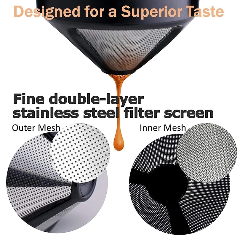 Portable Stainless Steel Coffee Drip Filter for Home Office Travel