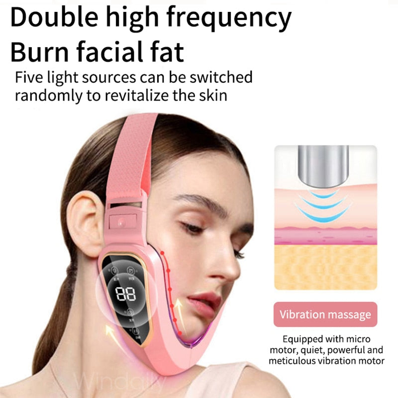 Facial Lifting and Slimming Massager with LED Photon Therapy, Vibration, and a Double Chin and Cheek Lift Design