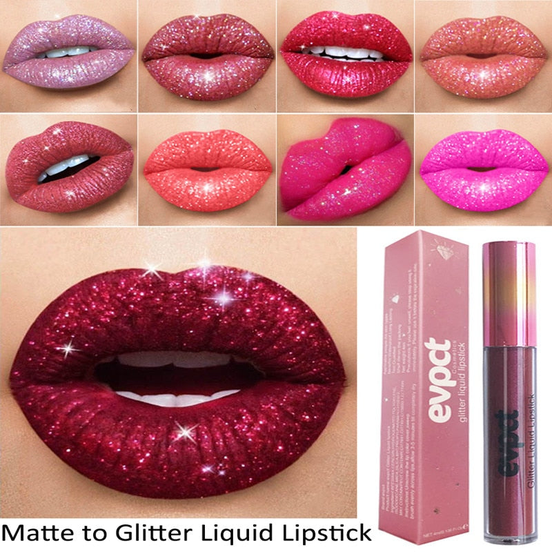 Matte Glitter Liquid Lipstick - 18 Colors of Waterproof Diamond Shimmer and Pearl Lip Gloss for a Sexy Makeover