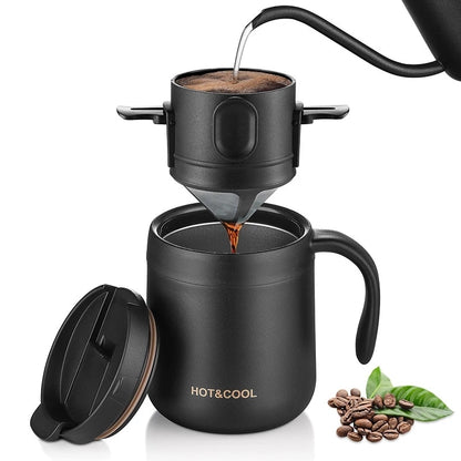 Portable Stainless Steel Coffee Drip Filter for Home Office Travel