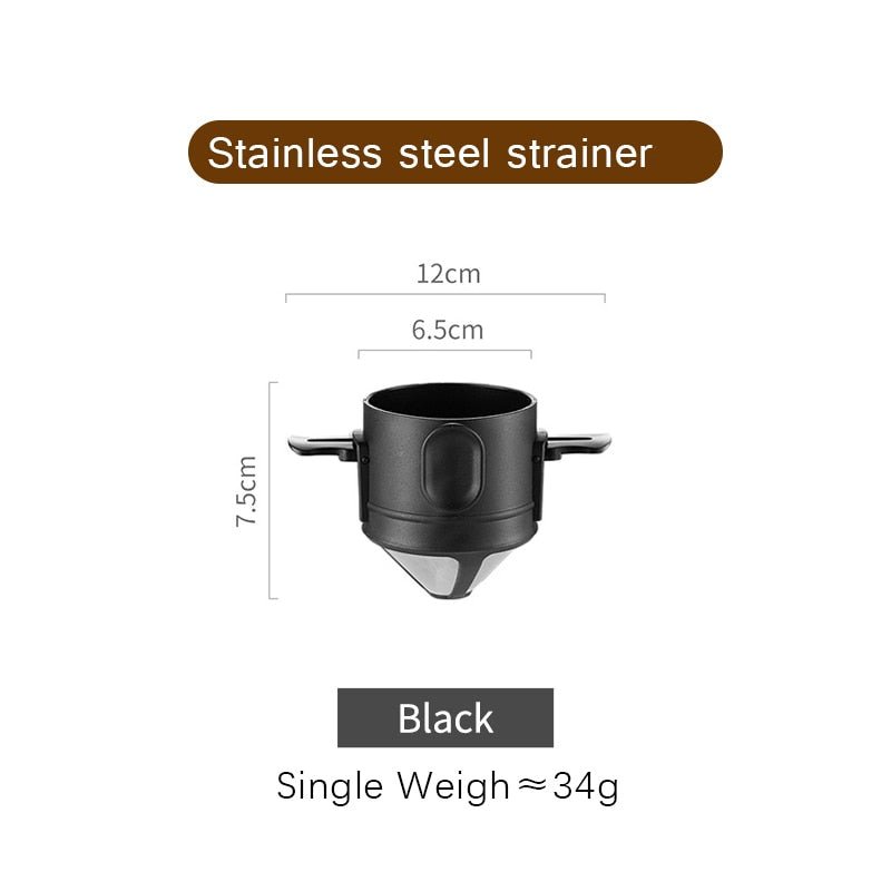 Portable Stainless Steel Coffee Drip Filter for Home Office Travel