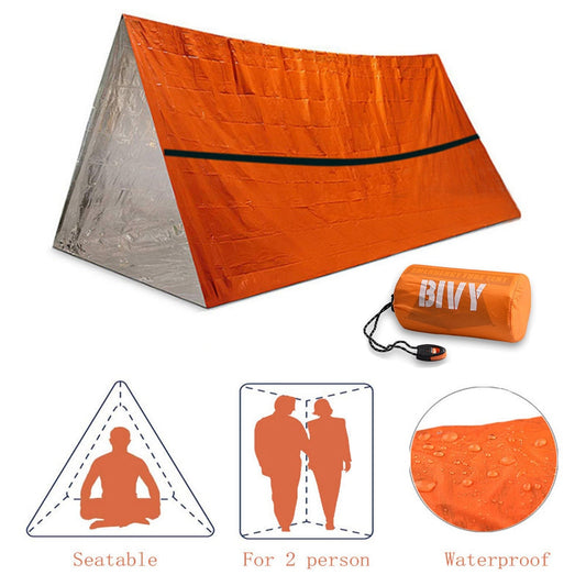 Emergency Shelter Survival Tent Kit Thermal Blanket SOS Sleeping Bag Waterproof for 2 person