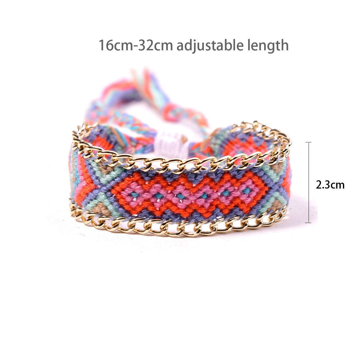 Handcrafted Bohemian Bracelet - A Vibrant Rainbow Weave of Vintage Cotton Rope, Perfect for Summer Beach, Yoga and Ethnic Inspired Style